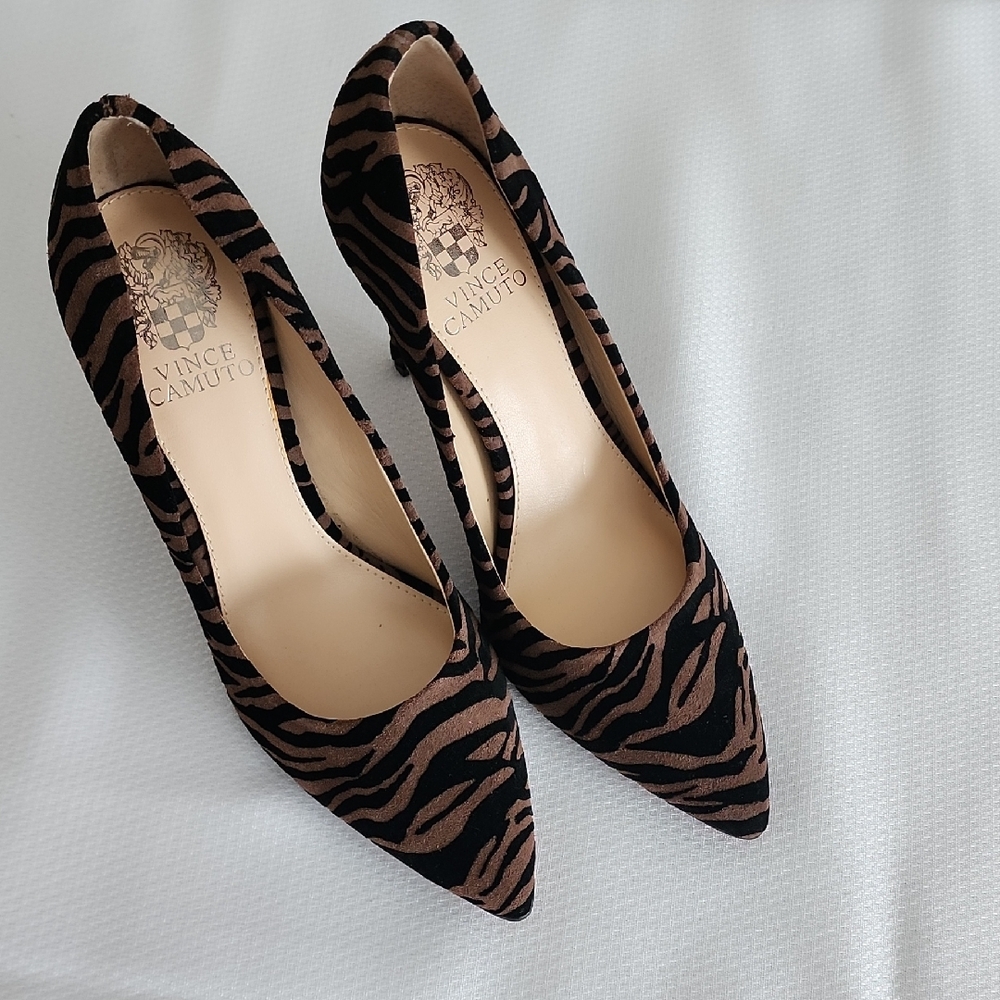 Vince Camuto Black and Brown Zebra Print Women's Heels Never Worn